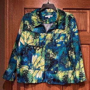 Erin London Multicolor Abstract Jean Jacket